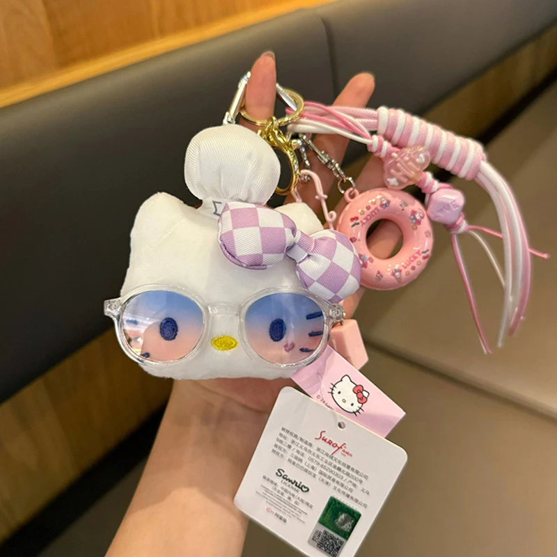 Sanrios Hellokittys llavero de felpa lindo mochila bolso encanto colgante bolso de mujer accesorio llavero para niñas regalos