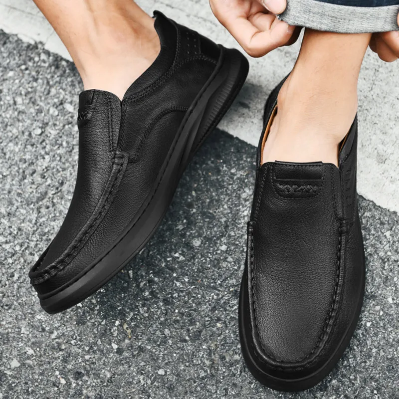 Top layer cowhide casual men\'s shoes for spring/summer 2023 comfortable and soft comfortable leather lazy loafers shoes