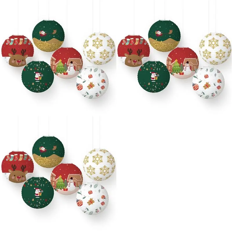 

ABFU-18 шт. рождественские украшения бумажные фонарики, круглые подвесные китайские бумажные фонарики для вашего дома, уличные вечерние украшения