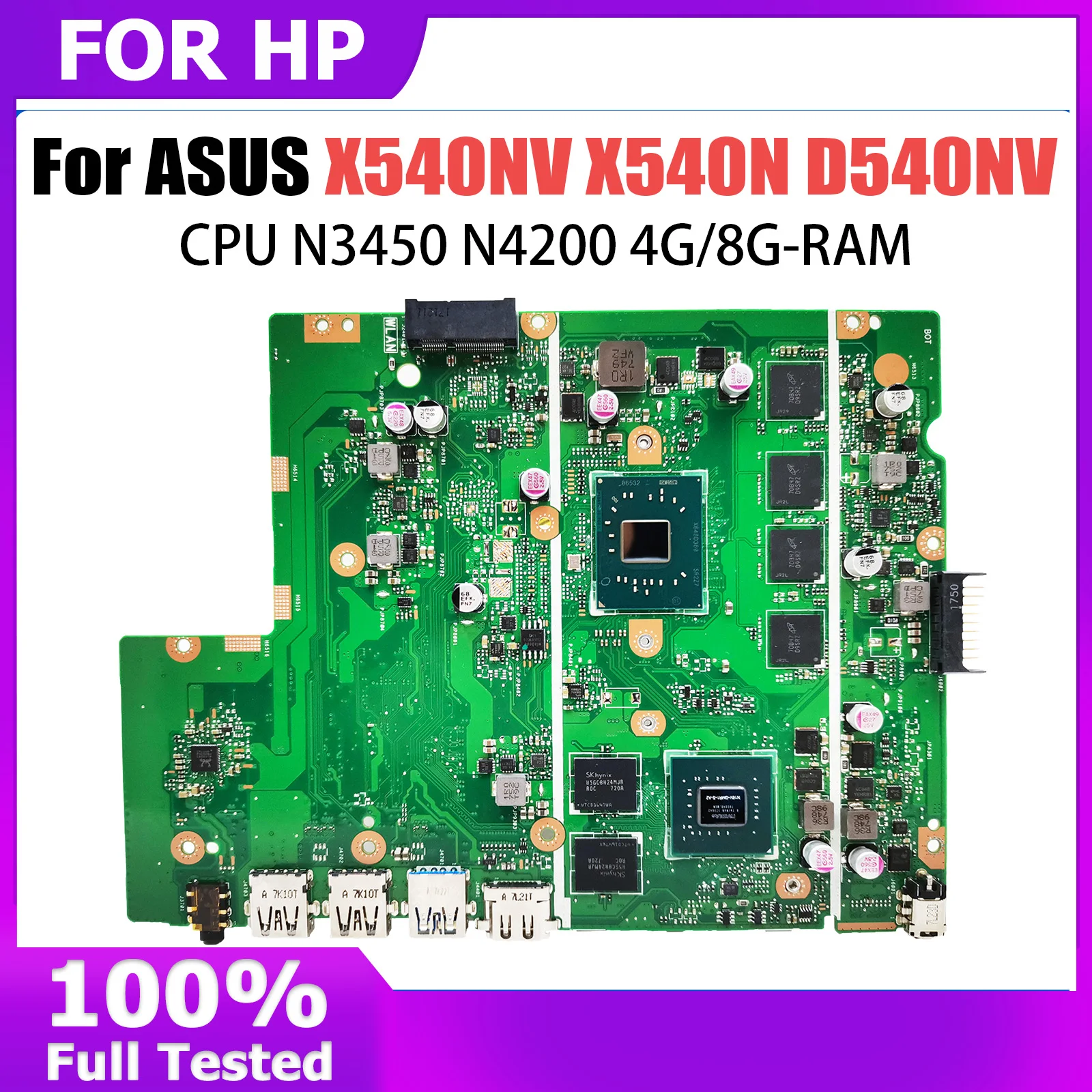 X540NV Mainboard For ASUS X540N D540NV F540NV A540NV R540NV Laptop Motherboard with CPU N3450 N4200 4GB/8GB-RAM