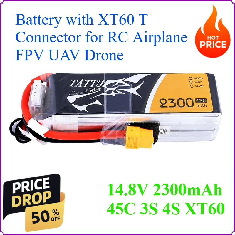 

45C 3S 4S XT60 14.8V 2300mAh Lipo Battery with XT60 T Connector Softcase Lipo Battery for RC Airplane FPV UAV Drone