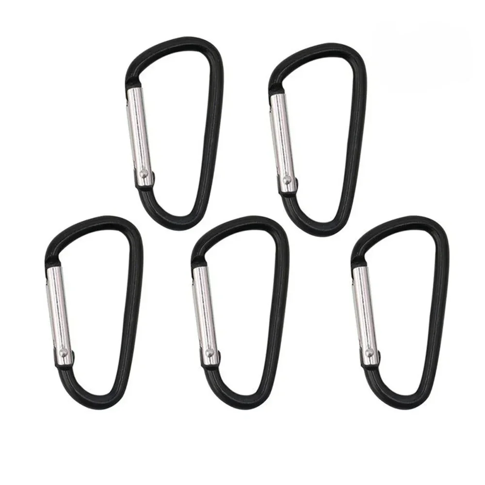 Portachiavi con moschettone con anello a D nero 10 pezzi/set con fibbia in alluminio con moschettone a molla per attrezzi quotidiani da campeggio all'aperto