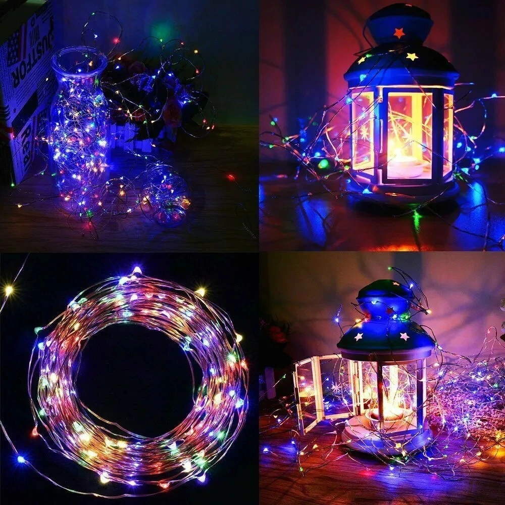 Pakket Van 4 Zonne-Kerstverlichting Buiten 400led Kerstverlichting Buiten 8 Modi Koperdraad Ip65 Warterproof Voor Tuinpatio Yard Party