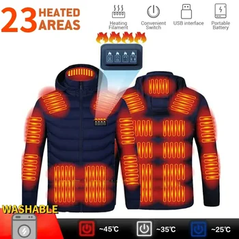 23 지역 남성 난방 재킷 Usb 후드 다운 코튼 파카 여성 따뜻한 조끼 하이킹 캠핑 겨울 야외 온수 의류 스키 복