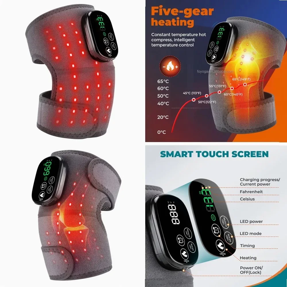 Rechargeable 5-Temp 3-Mode Infrared Elbow Knee Massager, 5000mAh Battery for Arthritis Pain Relief