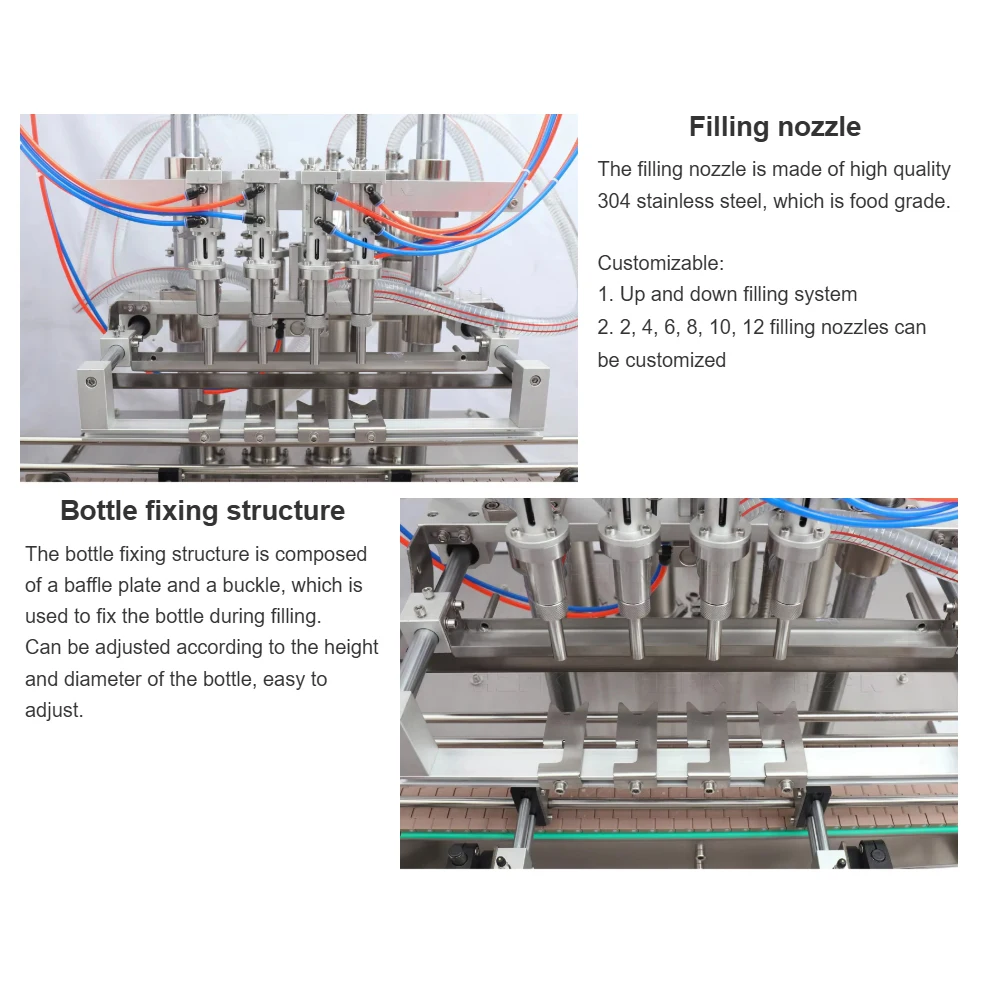 آلة تعبئة المياه الأوتوماتيكية للشرب زجاجة المنظفات الأوتوماتيكية سطح المكتب 4 فوهات آلة تعبئة السوائل للمشروبات السائلة