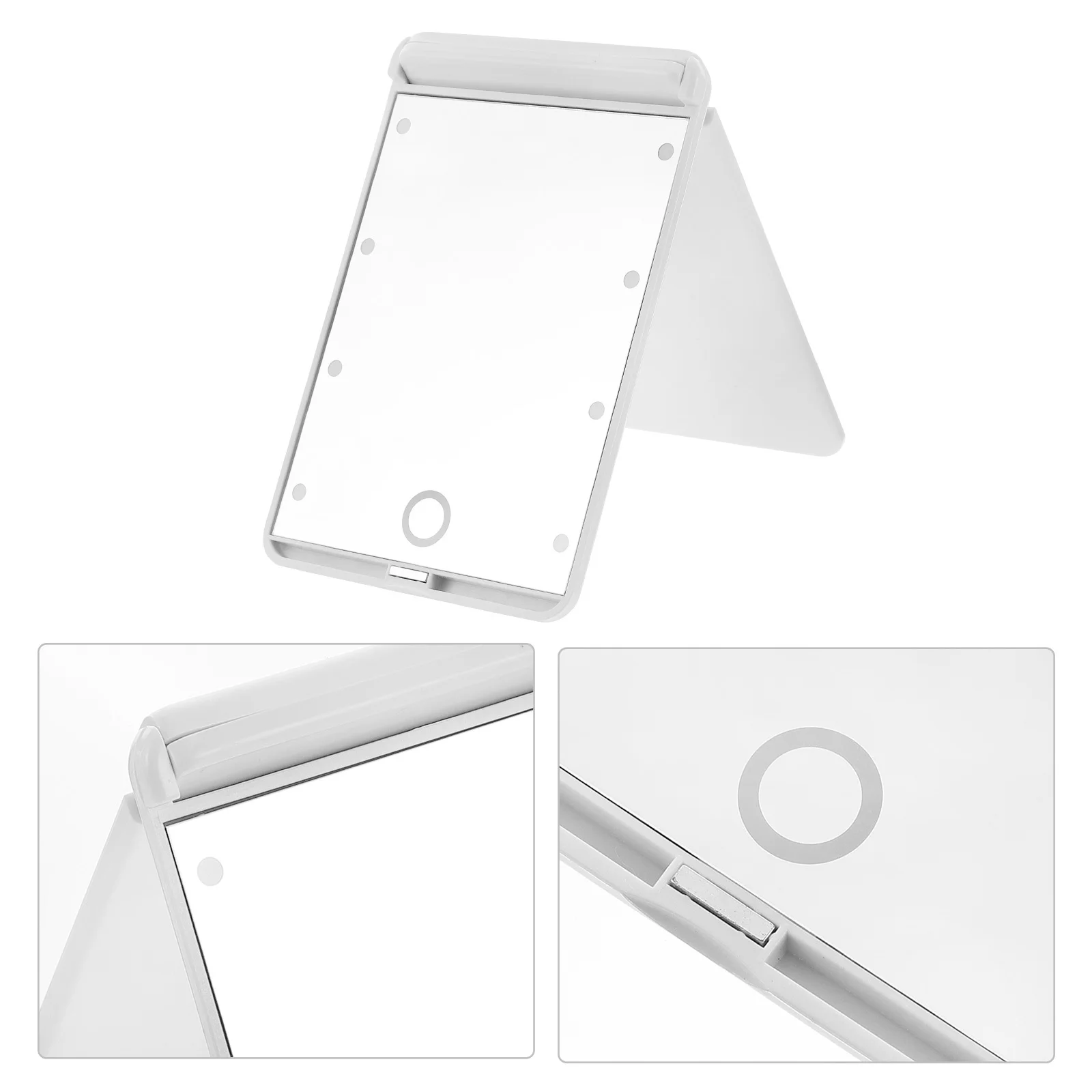 LED化粧鏡折りたたみ式両面ハンドヘルドミニポータブルトラベルコンパクトポケットミラー女性用屋外スキンケア