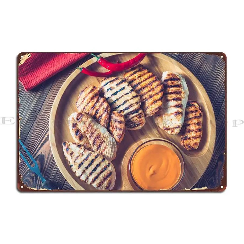 Grilled Chicken Breast Metal Plaque Poster Cinema Custom Custom Wall Mural Tin Sign Poster