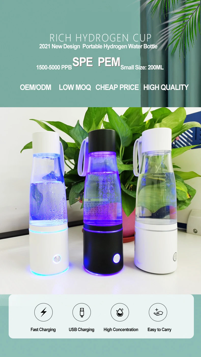 SOUDRON 새로운 5000ppb 슈퍼 수소 물 생성기 병 SPE 물 수소 발생기 병