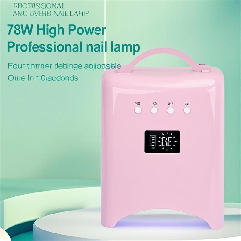 Lámpara de curado de uñas UV inalámbrica y recargable, 78W, con 4 pantallas LCD, temporizador, Sensor automático para todos los tamaños de manos y longitudes de las uñas