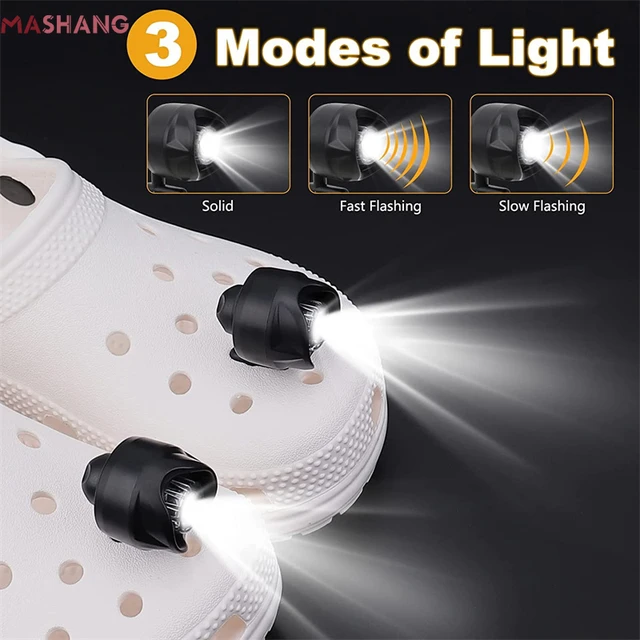 Croc Lights for Shoes Rechargeable Battery Power 3 Lighting Mode IPX5 Waterproof Crocs Headlights for Shoes Charms Hiking Light