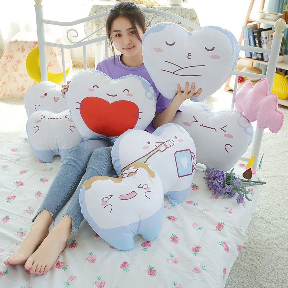 

30CM Creative Teeth Plush Toy Throw Pillow Cute Smiling Teeth Children Soft Gift Pillow Core Can Be Dismantled Christmas