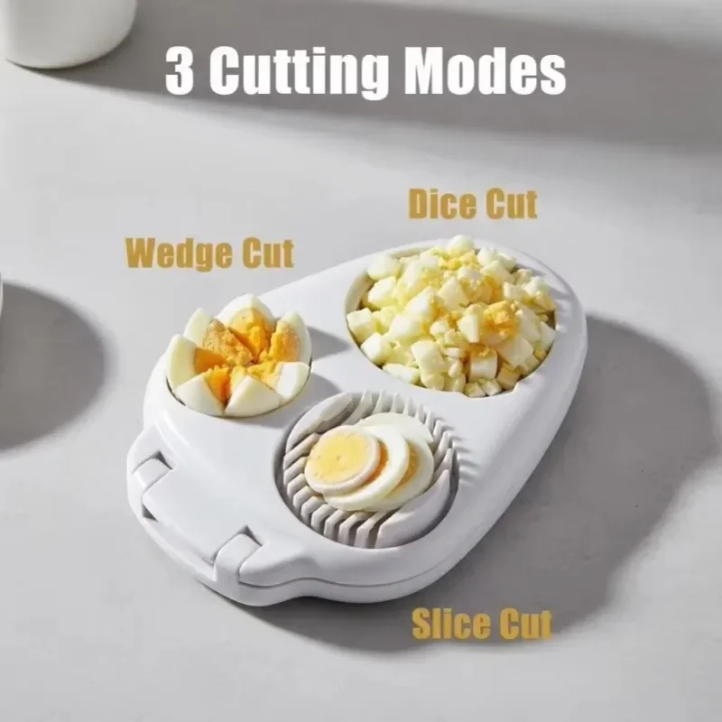 1PC-Egg Slicer, Cracker, Fancy Egg Cutter, 3-in-1 Egg Cutting Tool