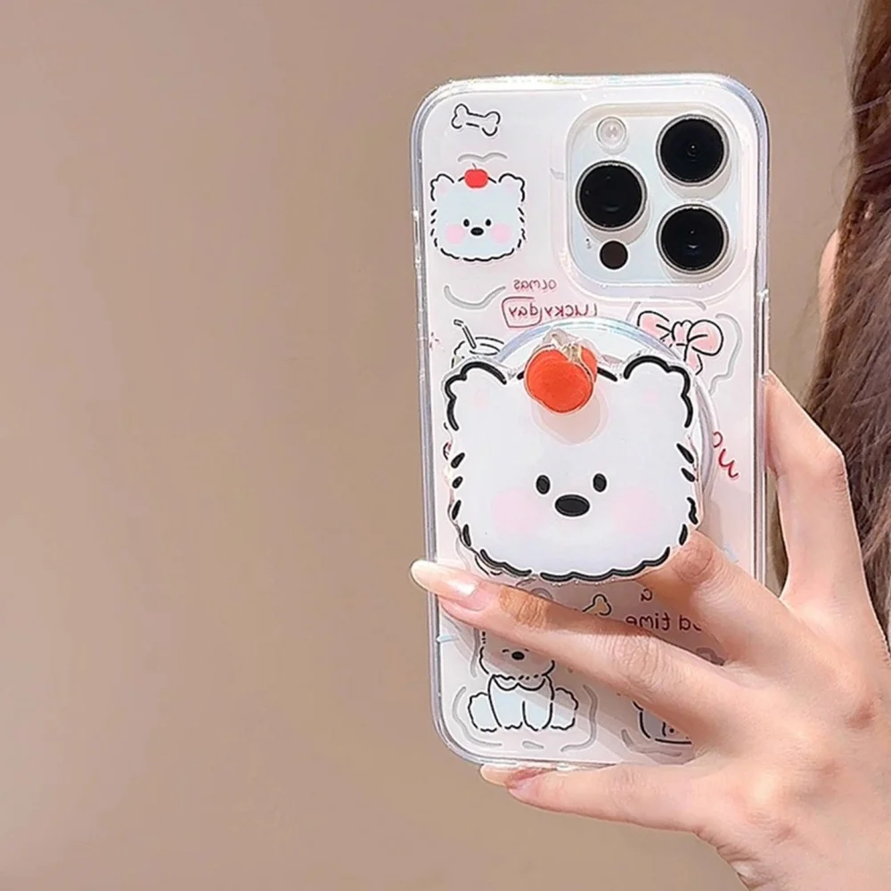 Coreano simpatico cucciolo di rotazione Apple telefono magnetico Griptok Grip Tok supporto per iPhone 15 per custodia di ricarica wireless Magsafe