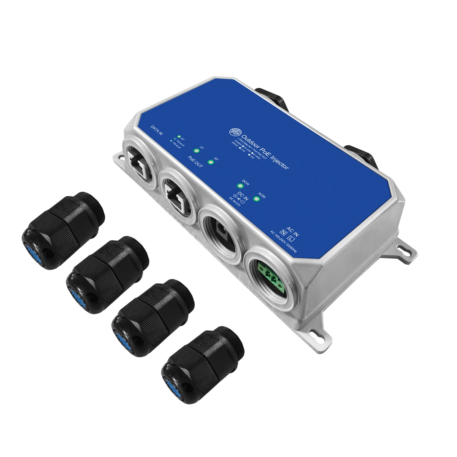 Outdoor Waterproof POE Injector with AC+DC Input 30W/65W Output Network Equipment for Enhanced Data Transmission