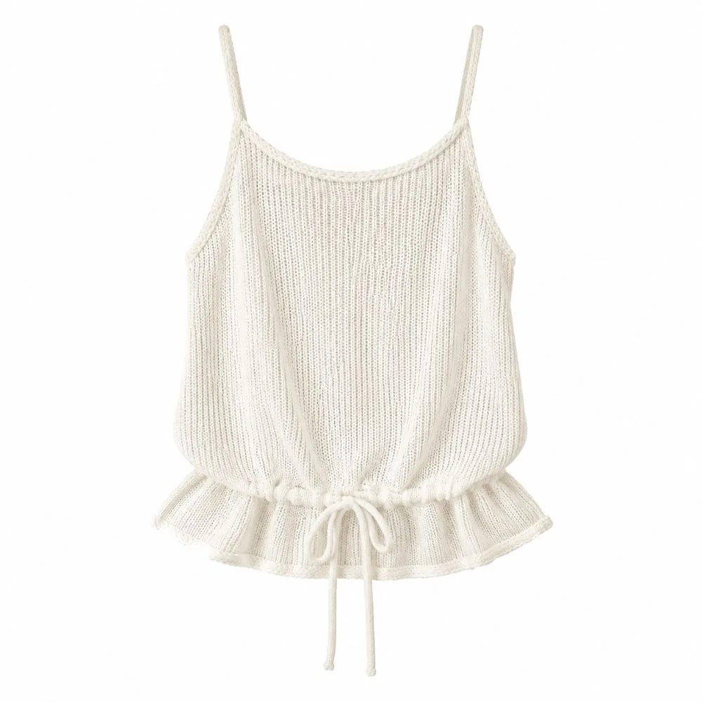 New Layering Knit Vest Lace Up Korean Style Sweater Vest Waist-Cinching Sleeveless Vest Early Autumn