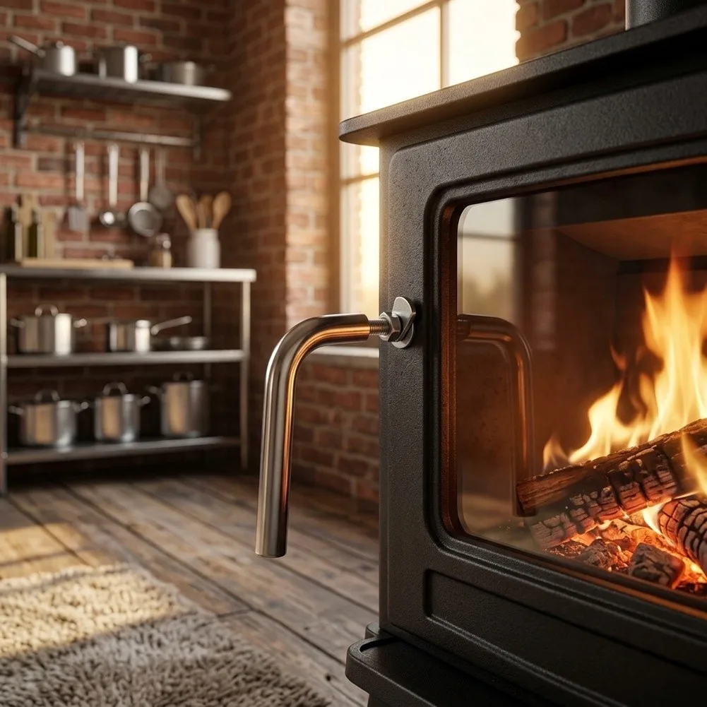 Multi-Metal Fireplace Handle for Residential Wood Burning Appliances Including Catalytic and Non-Catalytic Stoves