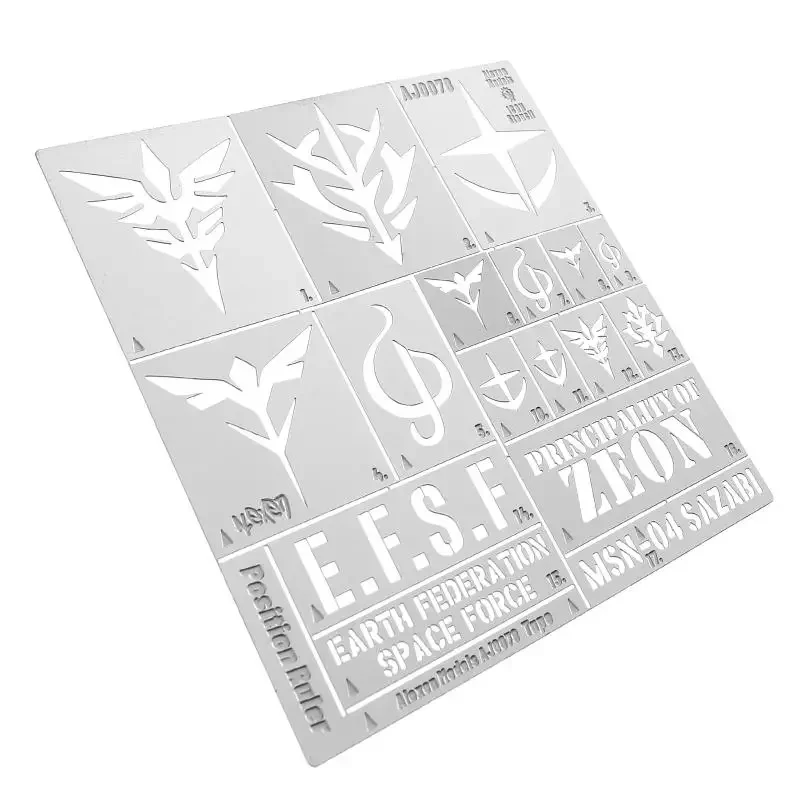 

Alexen AJ0078 Painting Template Stencil 2-in-1 Model Zaku Garage and Platform Stencil for Plastic Model Hobby Tools DIY