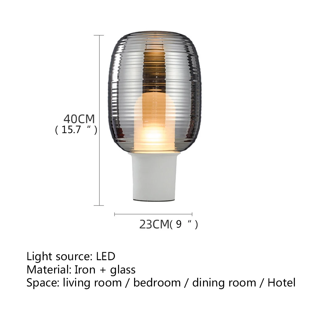 BERTH Nordic Table Light Contemporary Simple Glass Desk Lamp LED Home Decorative Living Room Bedroom