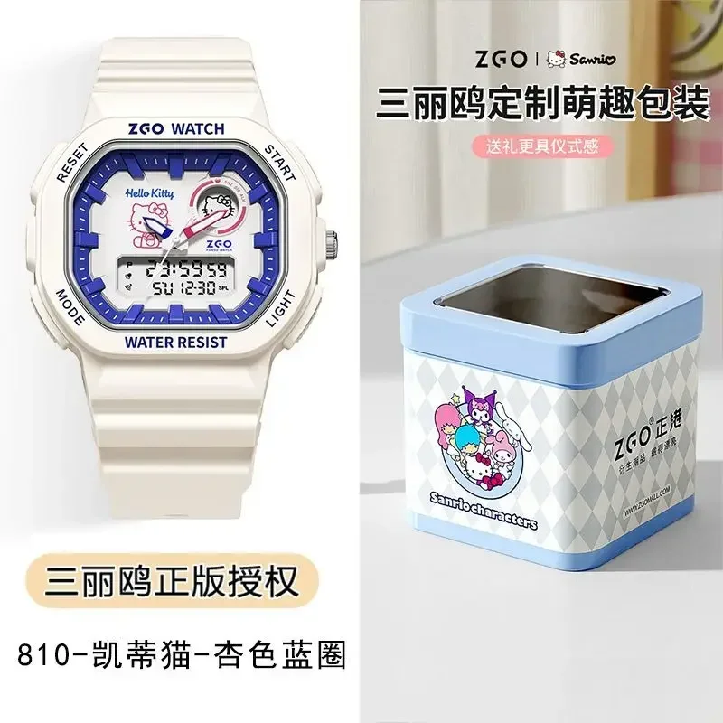 Zgo sanrio serie hallo kitty mädchen uhren ins leuchtende wasserdichte studenten sport elektronische uhr