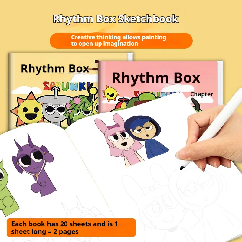 Rhythmbox Sprunki Cartoon Sketch Album  Beginner Study Zero Foundation Coloring Book Children's Gifts Pen Control Training Book