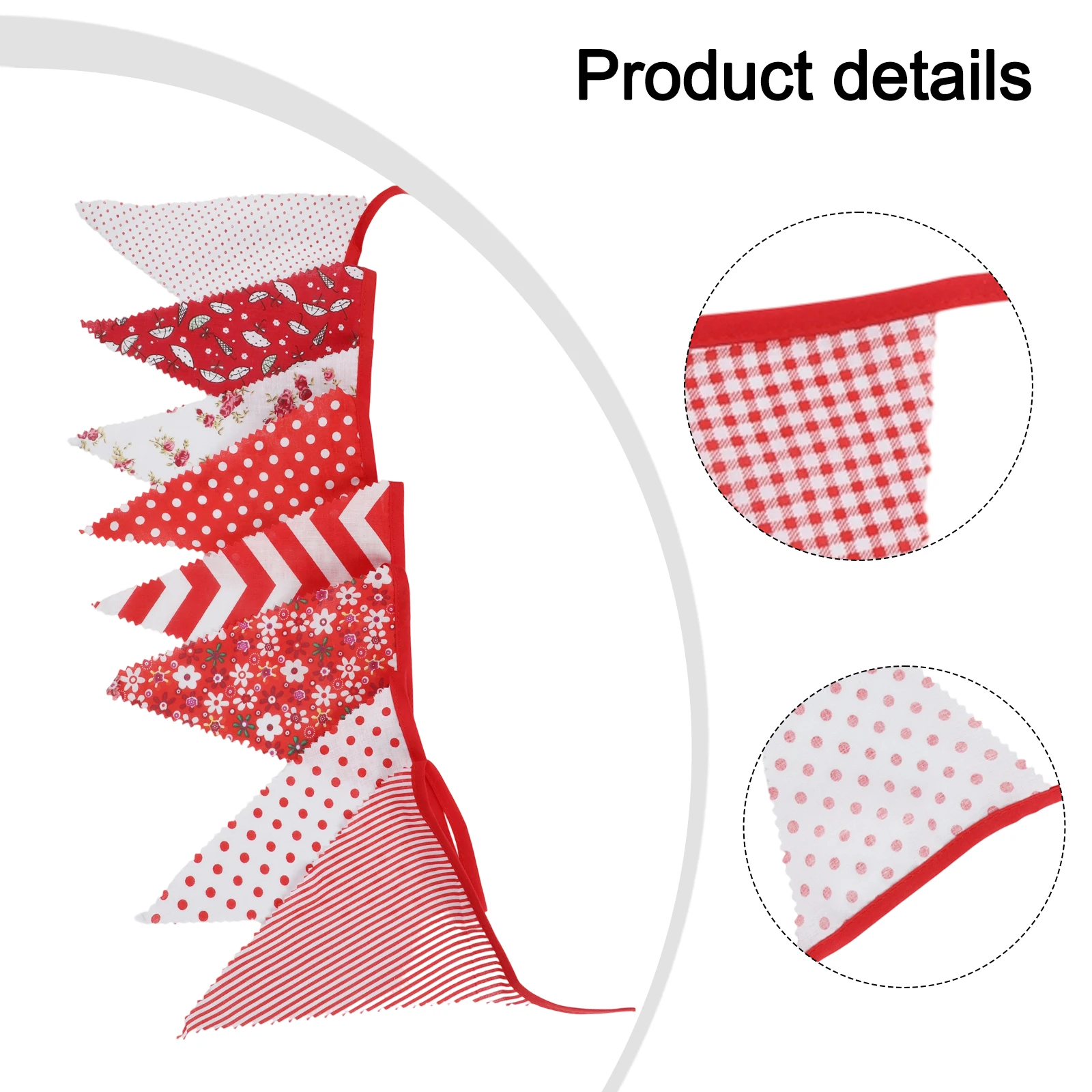 

None Banner Fabric Bunting Height 17.46cm 15cm*19cm*19cm Baby Showers Birthdays Cotton For Weddings Grand Openings