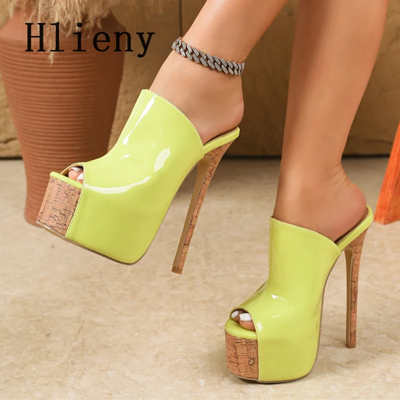 

Летние женские шлепанцы Hlieny на тонком высоком каблуке, модные туфли-слипоны на платформе с открытым носком, для вечеринок и торжеств