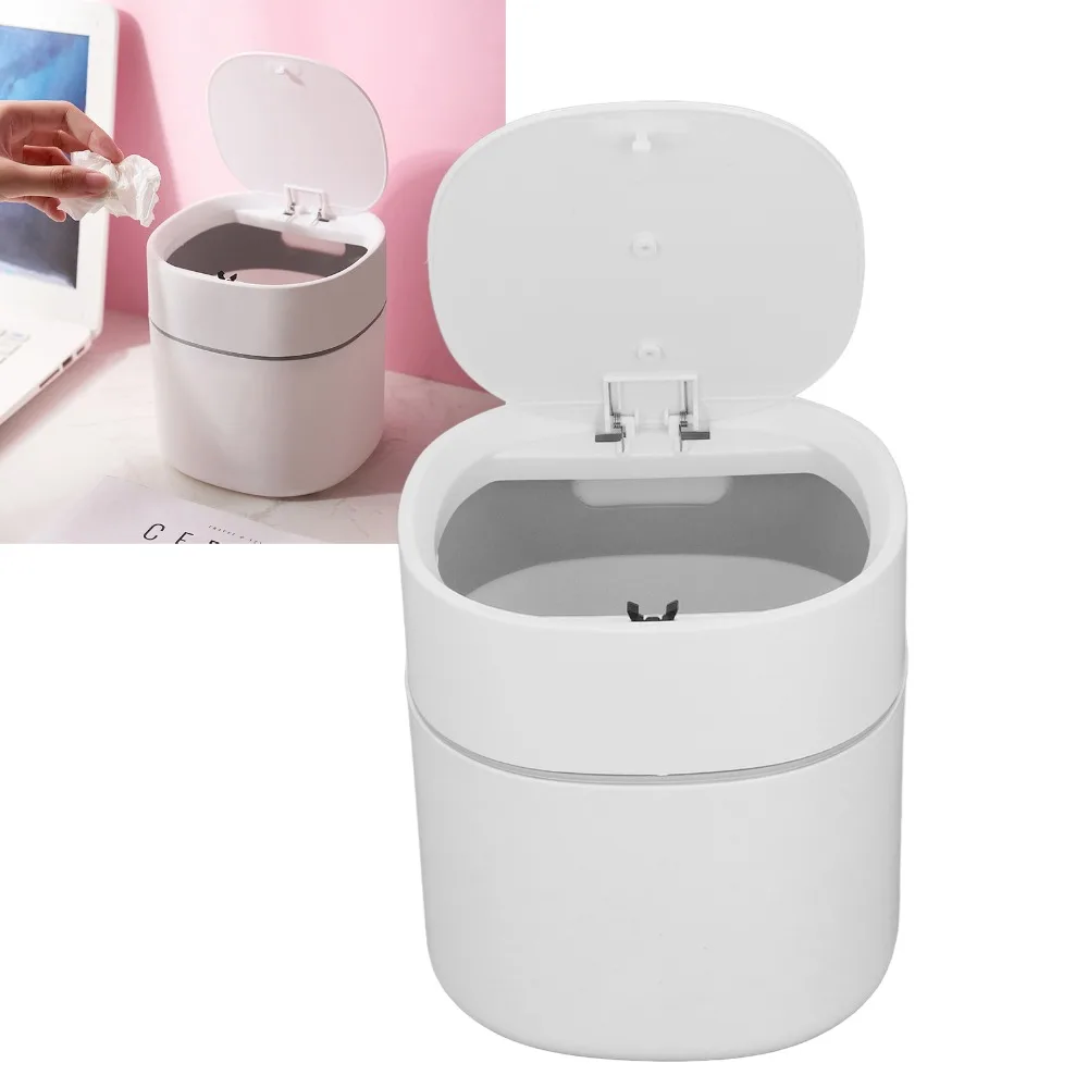 Mini Push Button Lid Mini Desktop Trash Can Small Debris Storage Can Desk Trash Can With Lid Desk Area