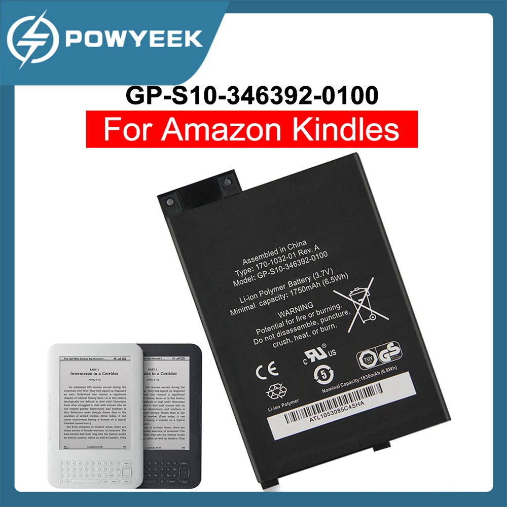 

New Replacement Battery 1750mAh GP-S10-346392-0100 For Amazon Kindle3 Kindle 3 S11GTSF01A D00901 E-Reader Batteries