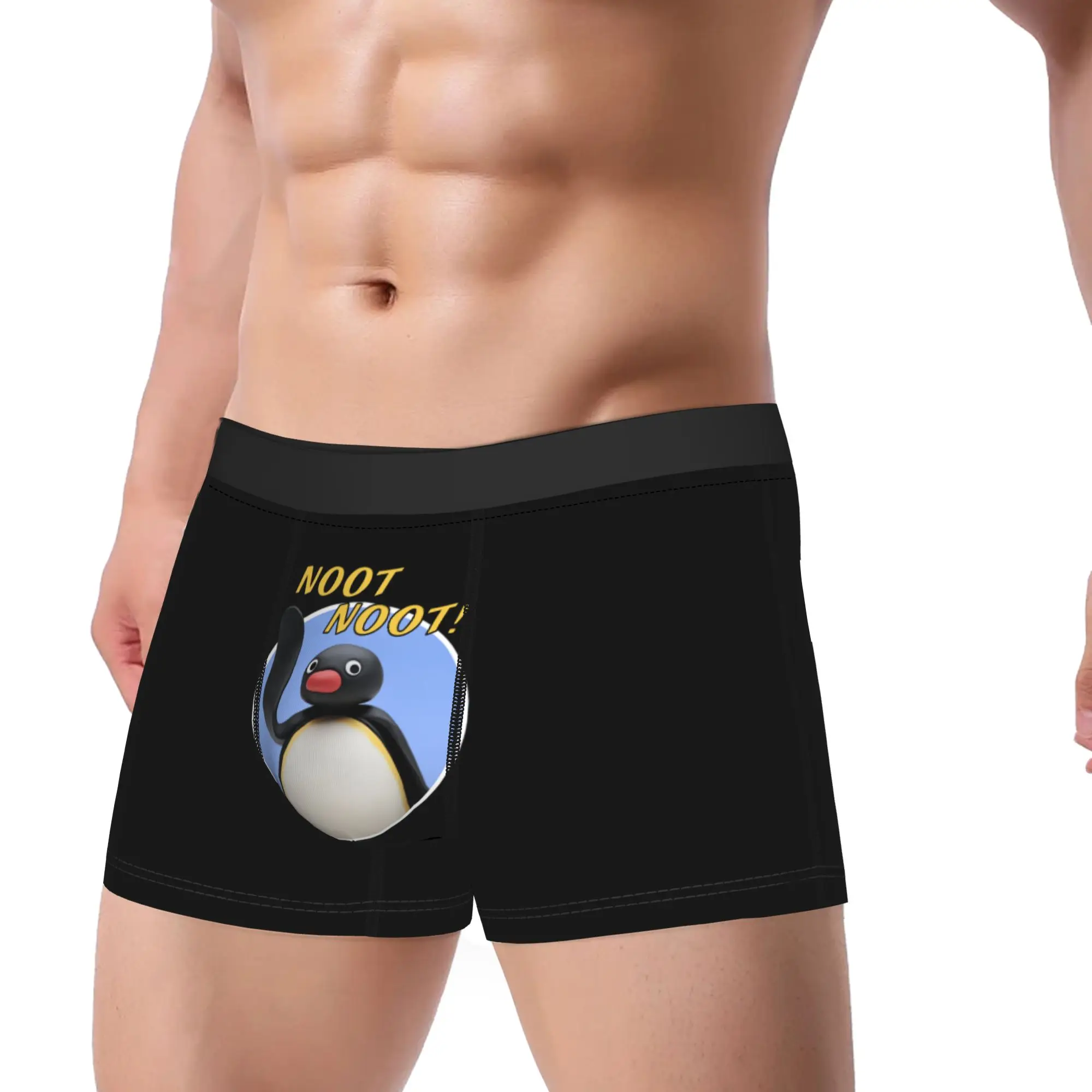 

Мужское нижнее белье Noot Noot Pingu, трусы-боксеры с пингвином и юмором, шорты, мужские трусы со средней талией, большие размеры