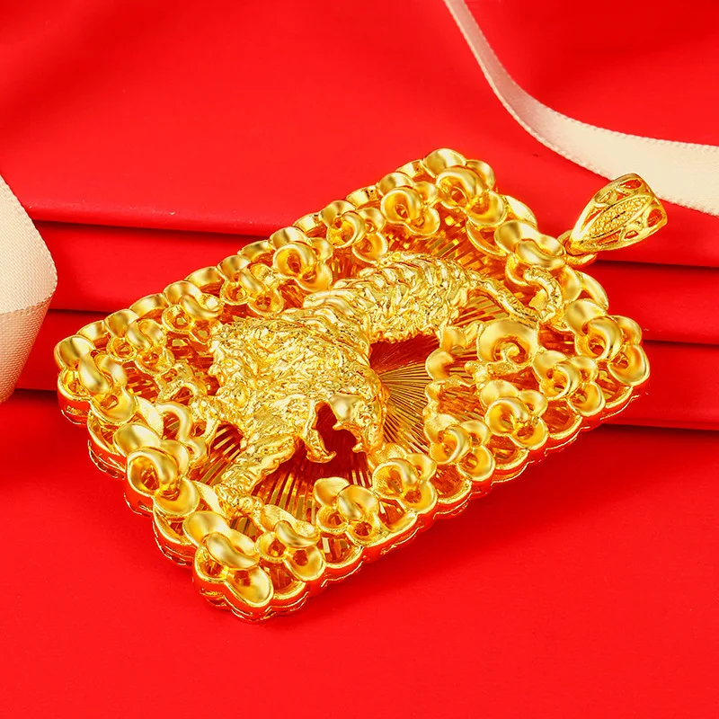 

Real Gold Color Tiger Three-dimensional Relief Pendant for Men Women Fine Jewelry Gifts Solid Gold Color Wedding Engagement