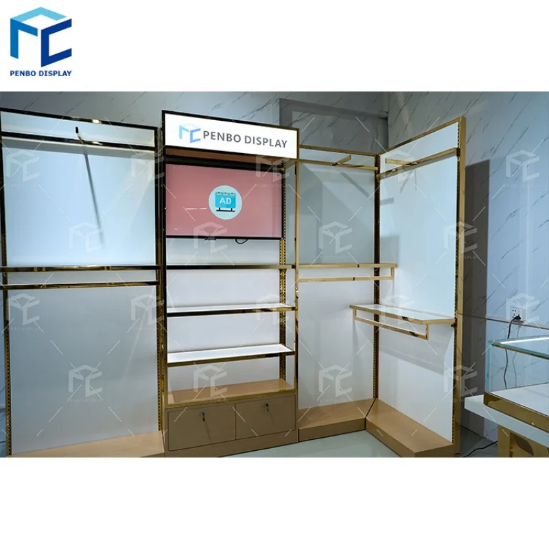 

2025customized.Custom Clothing Display Racks Showroom Garment Retail Display Wooden Display Cabinet