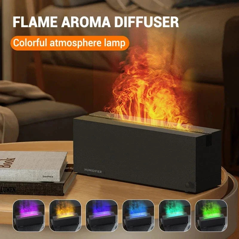 

Colorful LED Lamp Flame Ultrasonic Cool Mist Maker Essential Oil Diffuser 320ML Air Humidifier Fogger - Enhance Your Home Atmosp