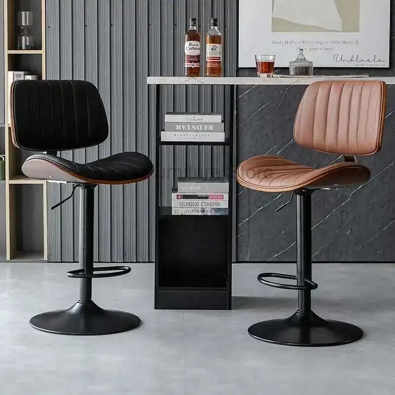 

Solid Wood Bar Counter Chair Household Lifting High Legged Stool Cashier Desk Island Table Chair Backrest Chair Furniture