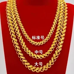 Boutique AU999 gold necklace, same style for men and women, real boss chain, lucky jewelry, 24K pure necklace