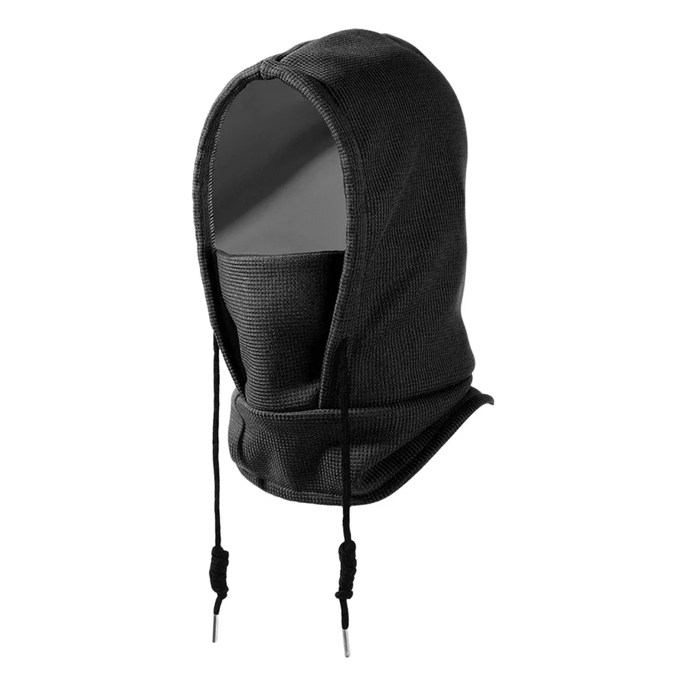 

Casual Plush Beanies Cap Neck Warmer Thickened Waffle Hat Scarf Set Windproof Keep Warm Hooded Face Mask Outdoor
