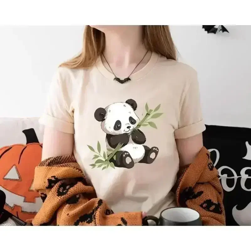 Cute Panda T Shirt Eating Bamboo Girls Lover S For Woman