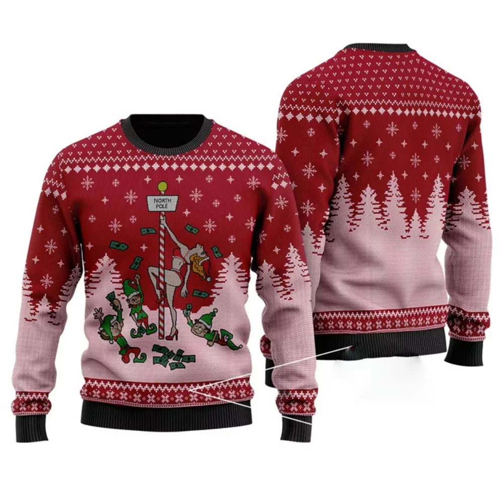 

Funny Santa Claus Print Fashion Sports Sweaters Men's Casual O-Neck Pullover Ugly Cugly Christmas Sweater Merry Christmas Tops