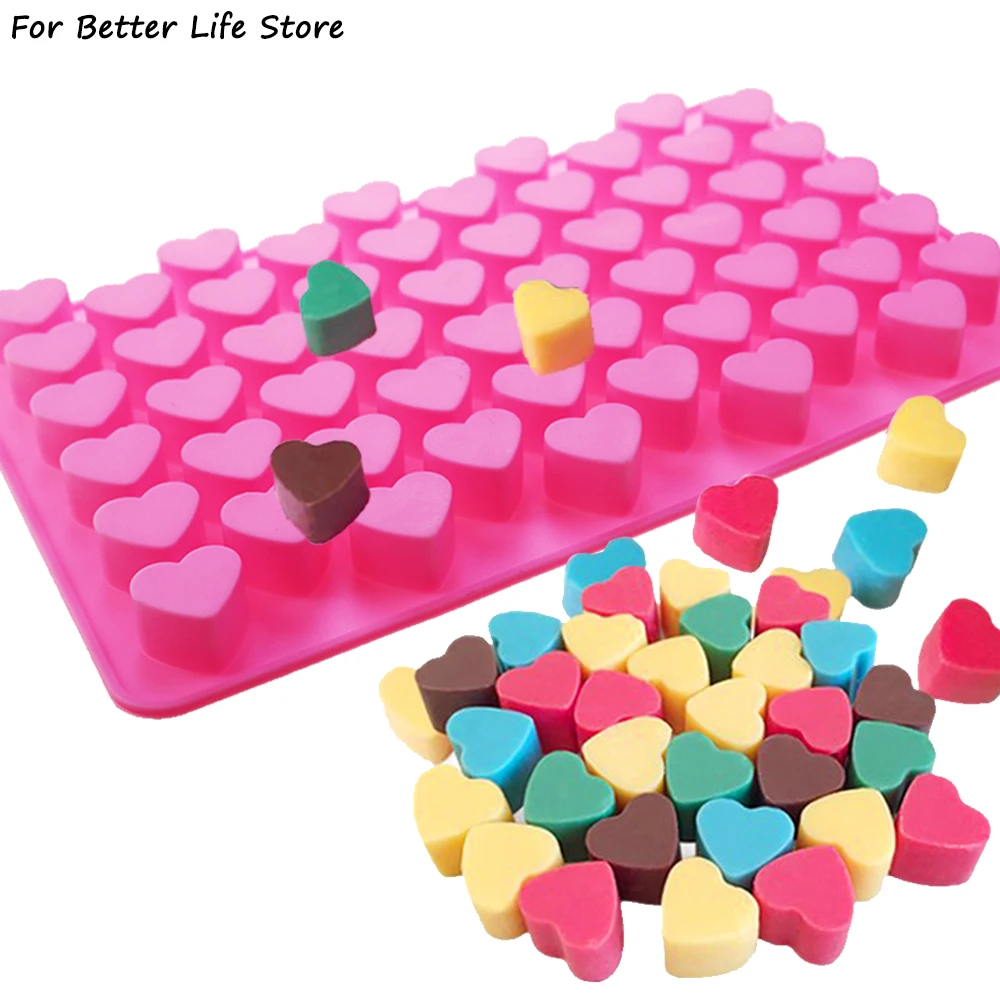 1Pc 55 Holes Love Heart Shaped Soft Silicone Chocolate Mold For Jelly Ice Cube Tray Mould Kitchen Baking Tool Easy Demoulding