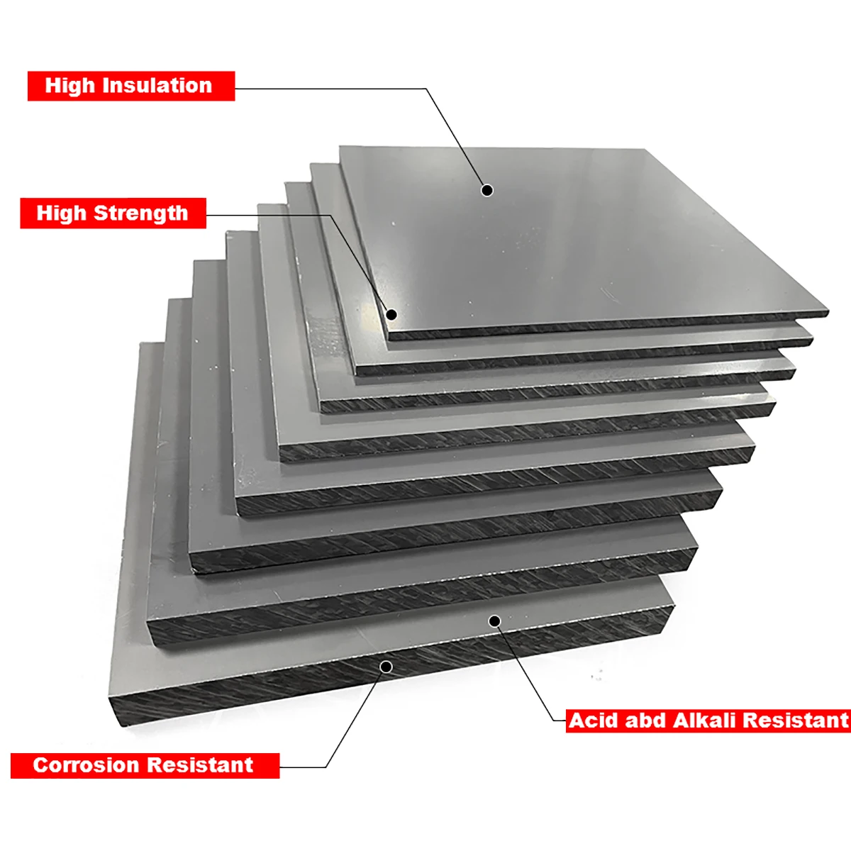 Gray PVC Plastic Board Sheet Corrosion Resistant Hard Plate 100 150 200 250 300 400mm Thick 2-30mm For Electronic Equipment