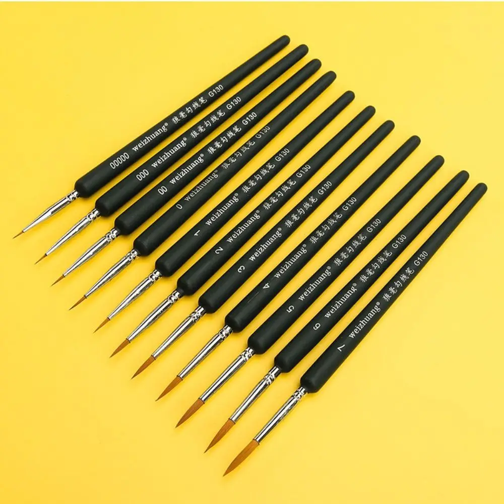 11pcs Ergonomic Handle Fine Tip Paint Brushes Set No Shedding Complete Model Miniature Paint Brushes Wood Multifunctional