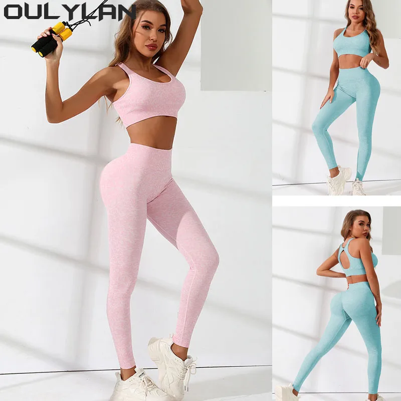 

Oulylan Yoga Sets Sport Female Tracksuit 2PCS Set Seamless Gym Fitness Suit Workout Clothes Athletic Wear Women Sportswear