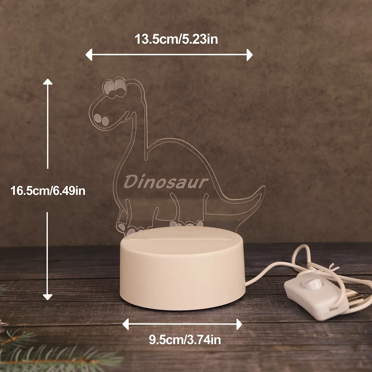 3D monochromatic dinosaur acrylic night light atmosphere decoration lamp can be used for bedroom, study, living room decoration