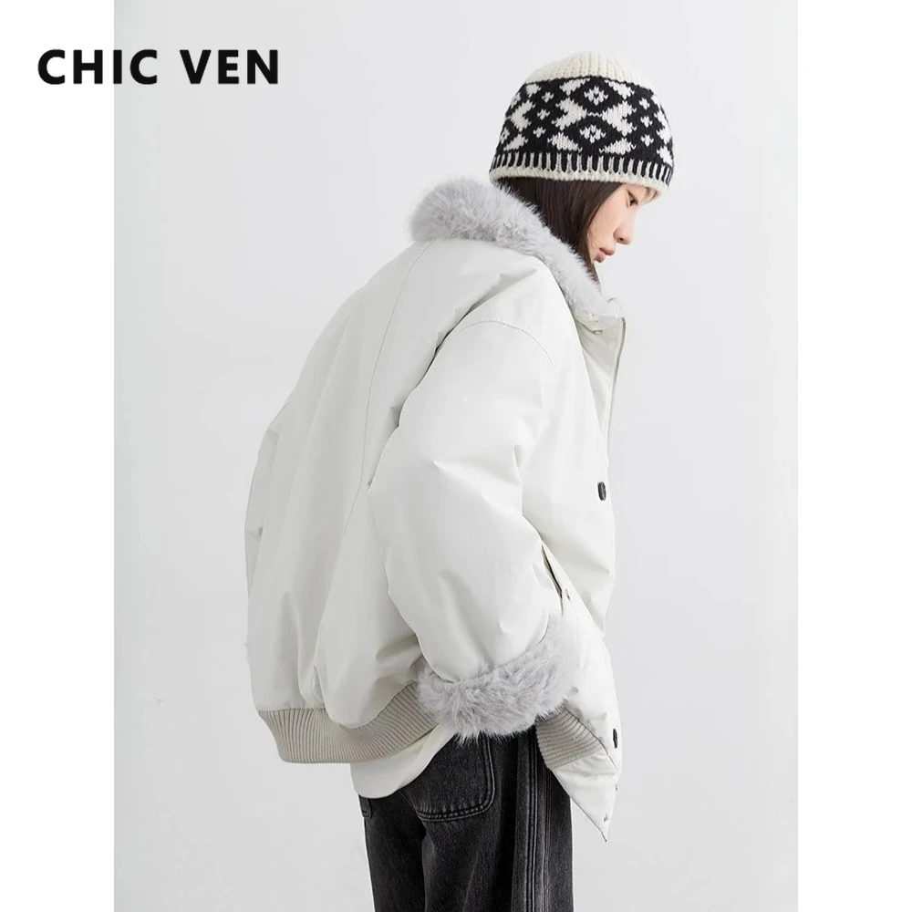 CHIC VEN New Women Mid-length Coats Loose Casual Plush Warm Girl Jackets Reversible Ladies Overcoat Autumn Winter 2026 Clothing