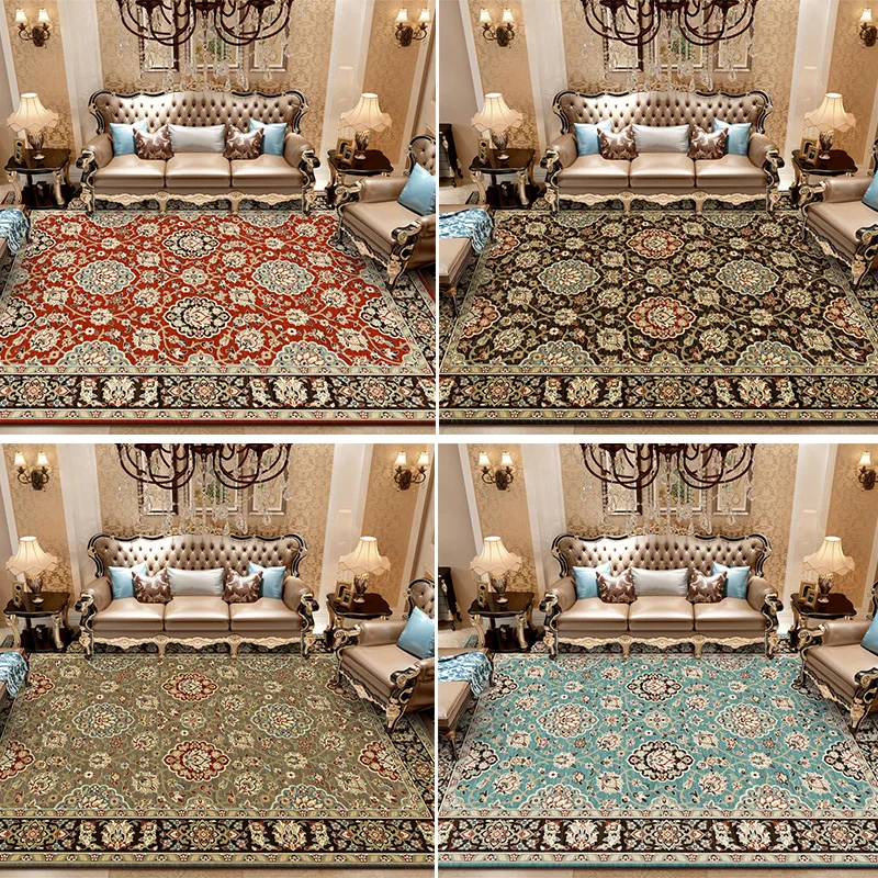 

Classical European-style Multi-color Geometric Flower Palace Style Living Room Bedroom Bedside Carpet Floor Mat Rug Living Room