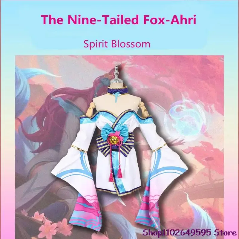 أزياء أهري التأثيرية الجديدة لعام 2025 لعبة أنيمي LOL The Nine-tailed Fox Spirit Blossom شعر مستعار أحذية الكبار فستان الهالوين المثير للمرأة ☆ ★ ee ☆ ★