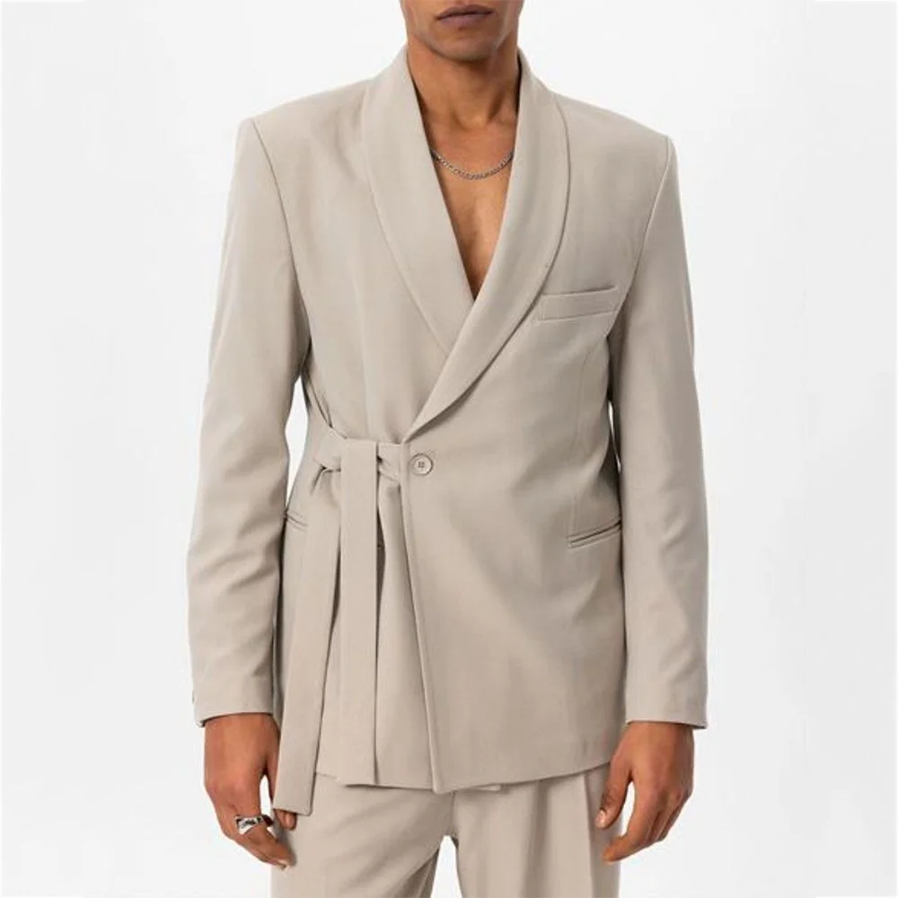 

Handsome Men's Suit Shawl Lapel Casual Fashion Male Clothing Classic Fit High Quality Formal Party Prom Outfit Jacket Pants