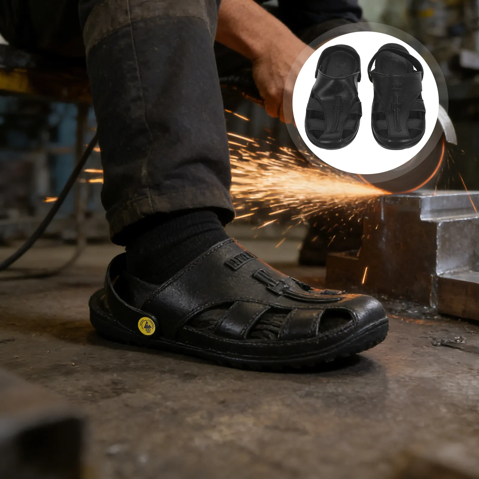 1Pair Anti Static Work Shoes Breathable Closed Toe Safety Sneakers Non Slip Industrial Protective Footwear for Electronics