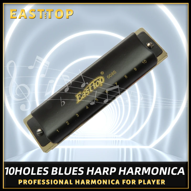 

EASTTOP professional bules harp T008S,key of Ab,mouth organ good reeds musical instruments,10holes harmonica for player