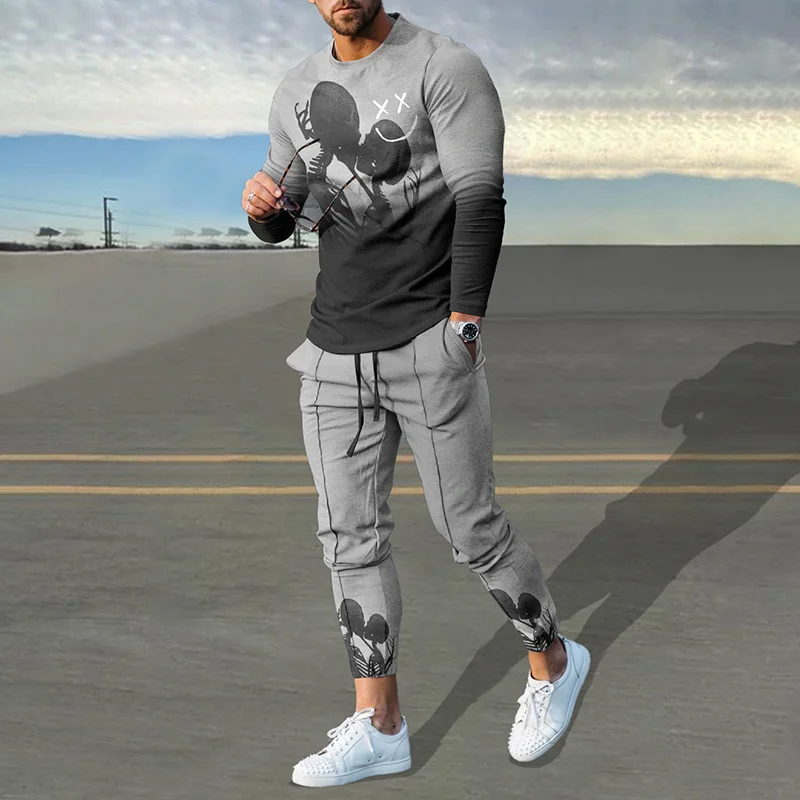 Men 3D Print Horror Halloween Skull Cosplay Hot-selling Tracksuit Set Pants 2pcs Set Streetwear Pullover Oversized High-quality